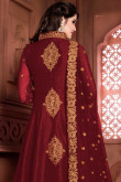 Maroon Banglori Silk Anarkali Churidar Suit With Dupatta