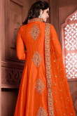 Orange Banglori Silk Anarkali Churidar Suit