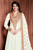 White Banglori Silk Anarkali Churidar Suit