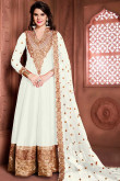 White Banglori Silk Anarkali Churidar Suit