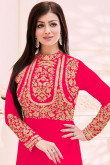 Ayesha Takia Pink Long Georgette Anarkali Churidar Suit With Dupatta