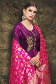 Gorgeous Purple Silk Anarkali Suit With Dupatta