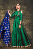 Gorgeous Green Silk Anarkali Suit With Dupatta