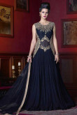 Georgette Gown Dress In Blue Color