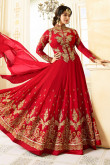 Ayesha Takia Red Georgette Anarkali Churidar Suit With Dupatta