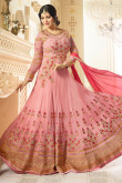 Pink Georgette Anarkali Churidar Suit With Dupatta
