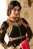Ayesha Takia Black Georgette Anarkali Churidar Suit With Dupatta