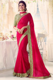 Bollywood celebrity pink Georgette and silk Saree With Banglori silk Blouse