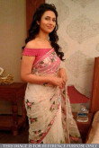 Cream Net Saree With Banglori silk Blouse