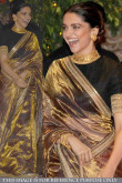 Deepika Padukone Beige Silk And Tissue Saree
