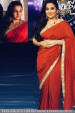 Bollywood Vidya Balan Red Georgette Saree With Silk Blouse