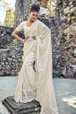 White Net Saree With Blouse