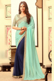 Sea Green Georgette Saree With Net Blouse