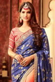 Multi Chiffon and silk Saree With Brocade and net Blouse