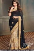 Tamanna Bhatia Black and beige Net Saree
