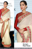 Sonam Kapoor White Georgette Saree With Banglori Silk Blouse