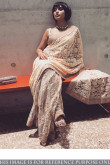 Sayani Gupta Cream Net Saree With Banglori Silk Blouse