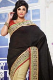 Black and Beige Cotton and Jacquard Saree