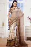 Beige and White Cotton and Jacquard Saree