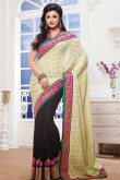 Black and White Georgette and Jacquard Saree