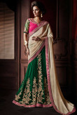 Cream Green Soft Silk Saree with Silk Blouse