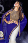 Blue White Georgette Net Saree with Art Silk Blouse