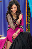 Black Pink Georgette Saree with Net Blouse