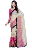 Beige Pink Chiffon Saree with Silk Blouse
