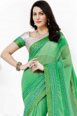 Green Chiffon Saree With Silk Blouse