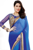Blue Georgette Saree And Silk Blouse