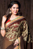Coffee with cream Brasso and chiffon Saree With Art silk Blouse