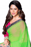 Green and gray Chiffon and georgette Saree With Art silk Blouse