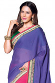 Blue and pink Georgette Saree With Art silk Blouse