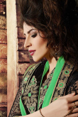 Green Black Georgette Net Saree with Art Silk+Net Blouse