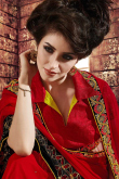 Red Georgette Net Saree with Art Silk Georgette Blouse
