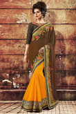 Yellow Coffee Georgette Saree with Art Silk Blouse