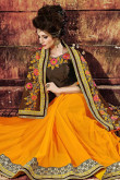 Yellow Coffee Georgette Saree with Art Silk Blouse