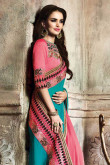Firozi pink Georgette Saree With Art silk Blouse