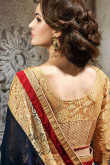 Georgette And Net Saree With Banarsi Jacquard Blouse