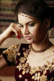 Cream with maroon Georgette and net Saree With Velvet Blouse