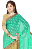 Green and beige Georgette Saree With Art silk Blouse