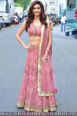 Karishma Tanna Pink Bollywood Net Lehenga With Raw Silk Choli