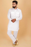 White Ethnic Men Pathani Kurta Pajama for Eid