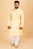 Light Yellow Cotton Blend Kurta Pajama Set for Eid