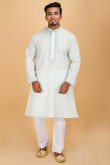 White Cotton Full Sleeves Kurta Pajama Set for Eid