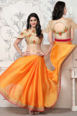 Stylish Yellow Chiffon Saree With Banglori Silk Blouse