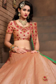 Peach Mulberry Silk Embroidery Lehenga Choli