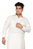 Cream Linen & Cotton Pathani Suit