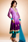 Purple Hand Embroidered Anarkali Suits