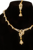 Crystal Studded Necklace with Jhumka earrings and Tika